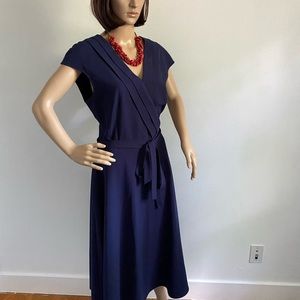 Sleeveless midi formal or casual belted dress Villonna Made in Ukraine Like New!